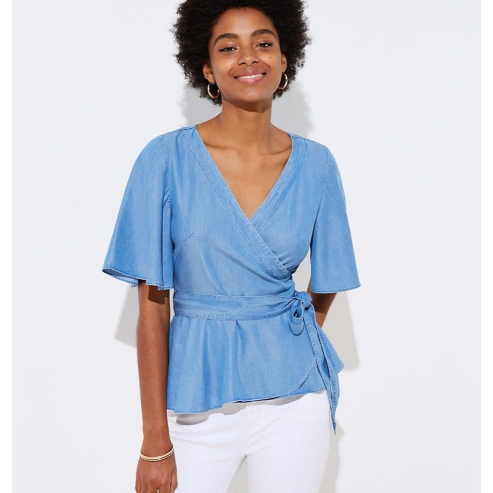 Loft Chambray Wrap Top